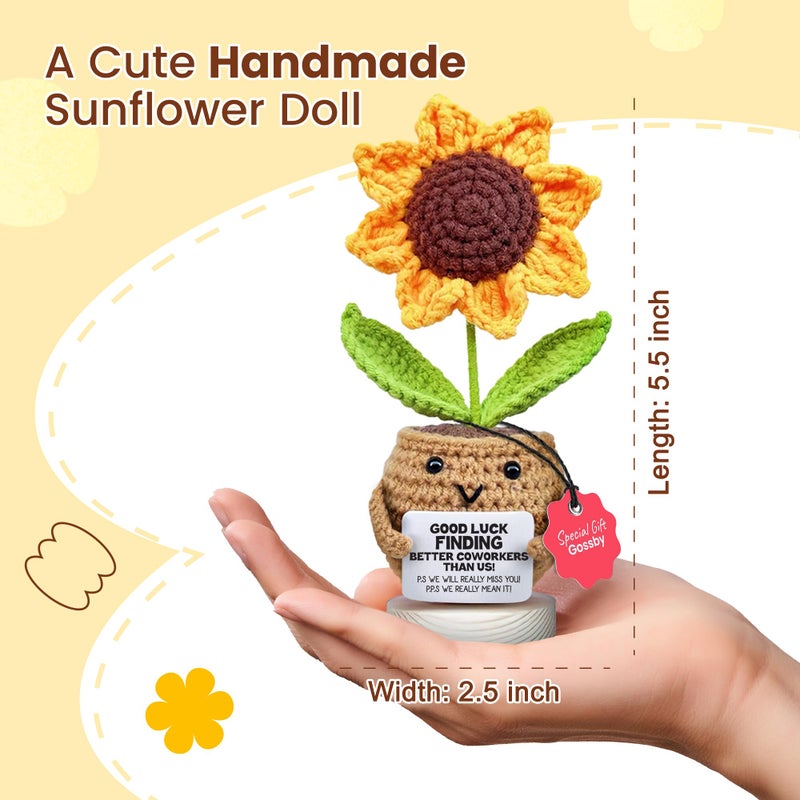 Gossby Handmade Positive Sunflower Doll Crochet with Card - Women Coworker Appreciation Gift - Retirement  Farewell  Goodbye  Leaving  Going Away Gift for Coworker - Good Luck Finding Better Coworkers - Image 2